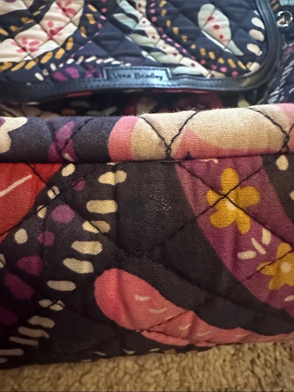 Vera Bradley Navy Quilted Floral Backpack